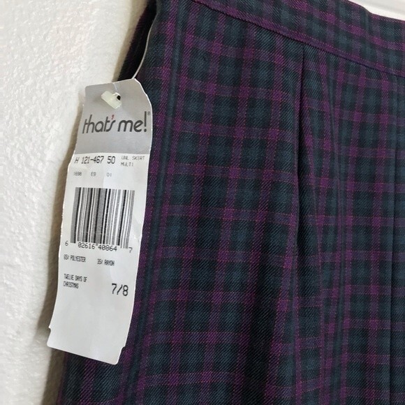 That's Me Vintage Deadstock Plaid Skirt Purple Green Black Women's Size 7/8 - Picture 13 of 16